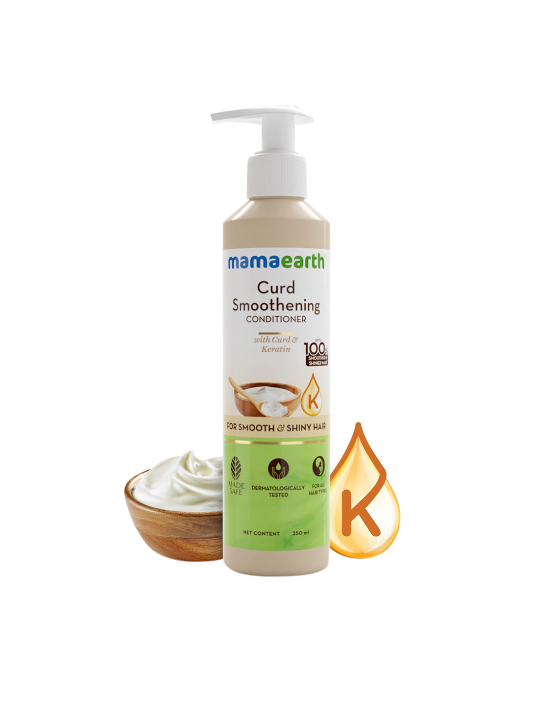 Mamaearth Curd Smoothening Conditioner with Curd & Keratin For Smooth & Shiny Hair- 250 ml