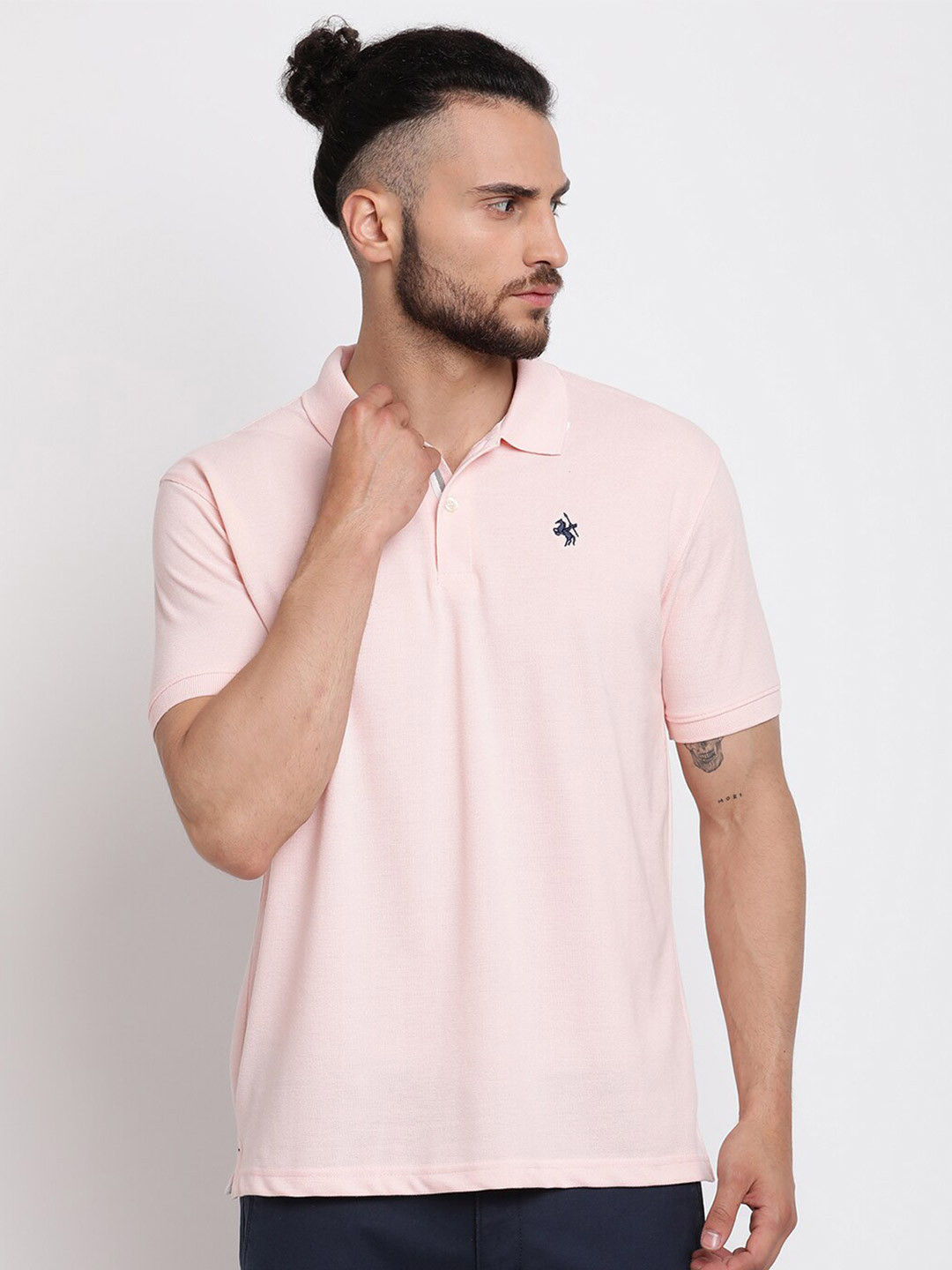 Cantabil  Round Neck Polo Collar Cotton T-shirt