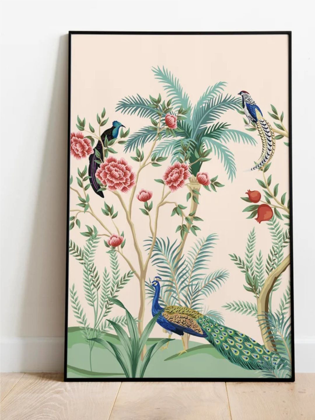 INDIAN CLASSIC ART Green & White Indian Pichwai Wall Painting