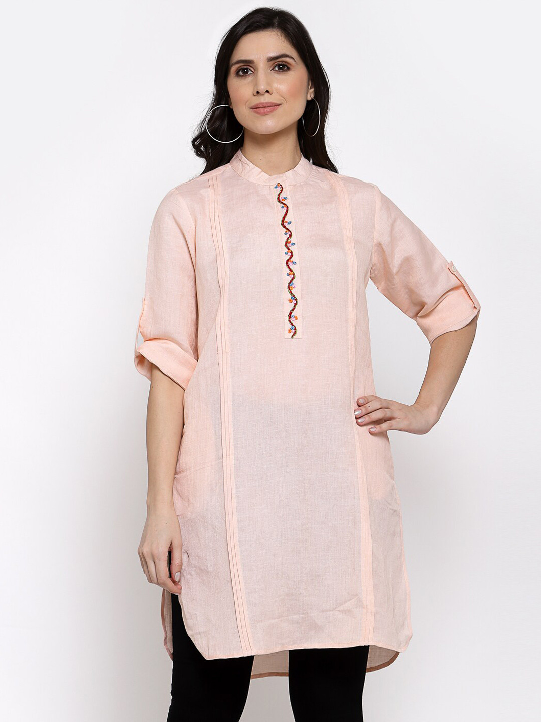 DART STUDIO Mandarin Collar Linen Kurti