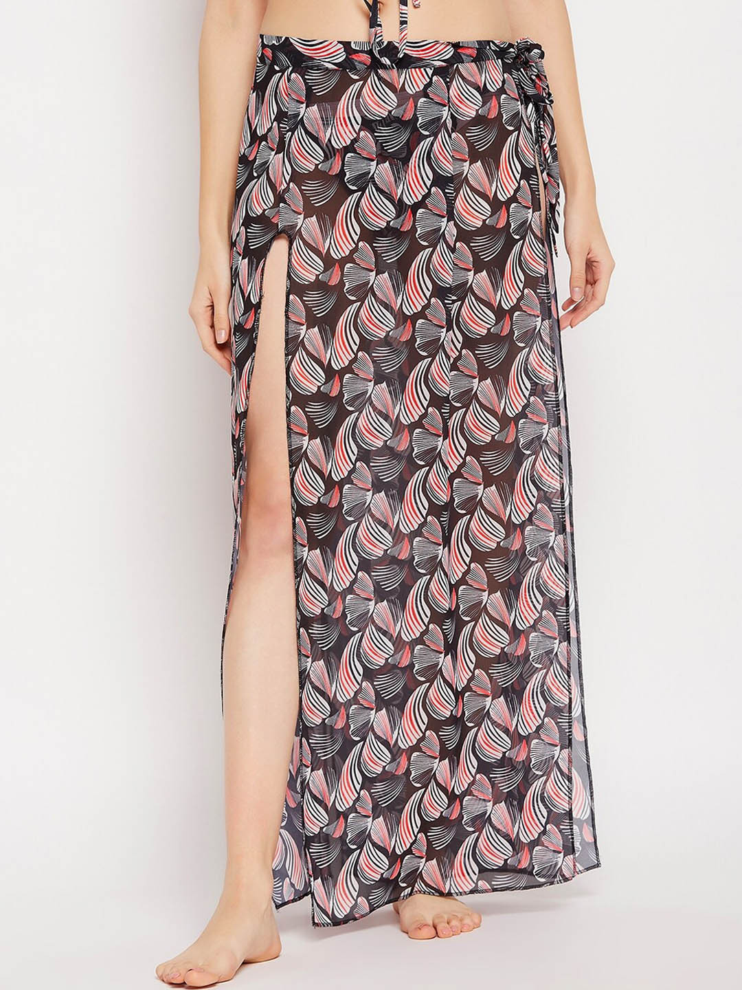 SECRETS BY ZEROKAATA  Printed Beach Wear Bikini Set with Sarong