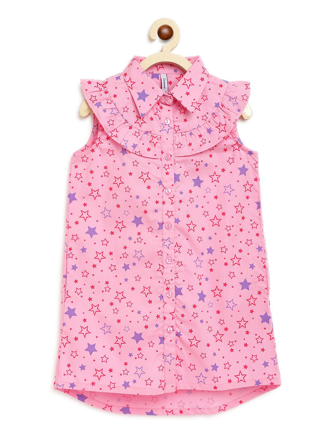 Campana Girls Sleeveless Knee Length A-Line Printed Cotton Dress