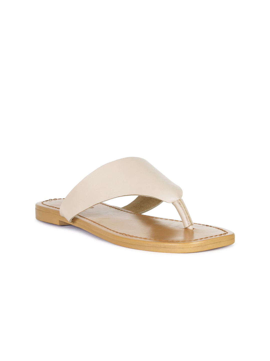 RAG & CO Women Buckles Leather Open Toe Flats