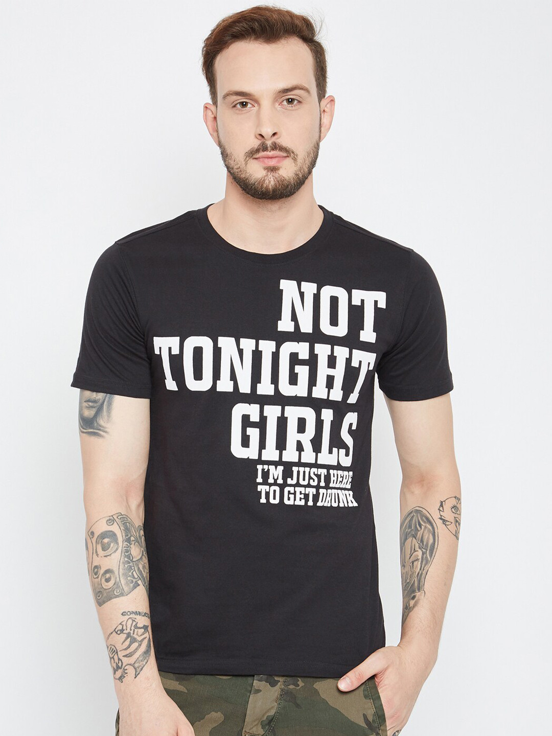 PUNK Typography Printed Cotton T-shirt