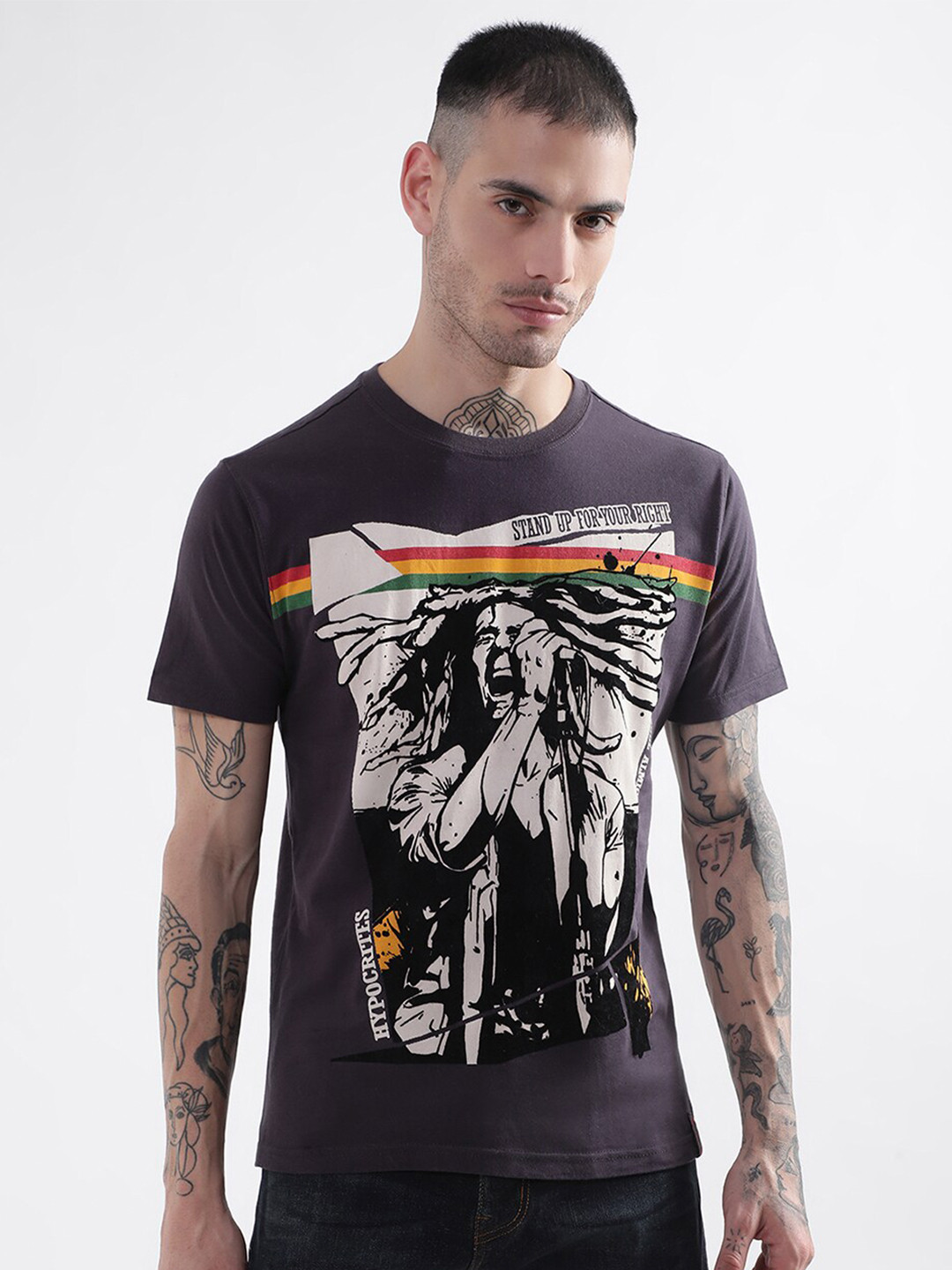 PUNK Graphic Printed Cotton T-shirt