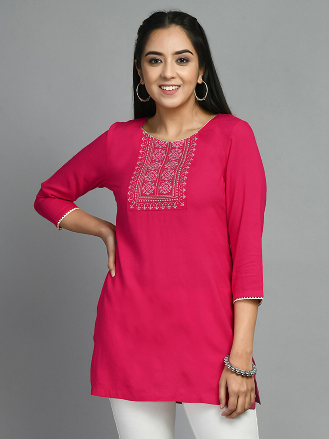 MEESAN Ethnic Motif Embroidered Tunic