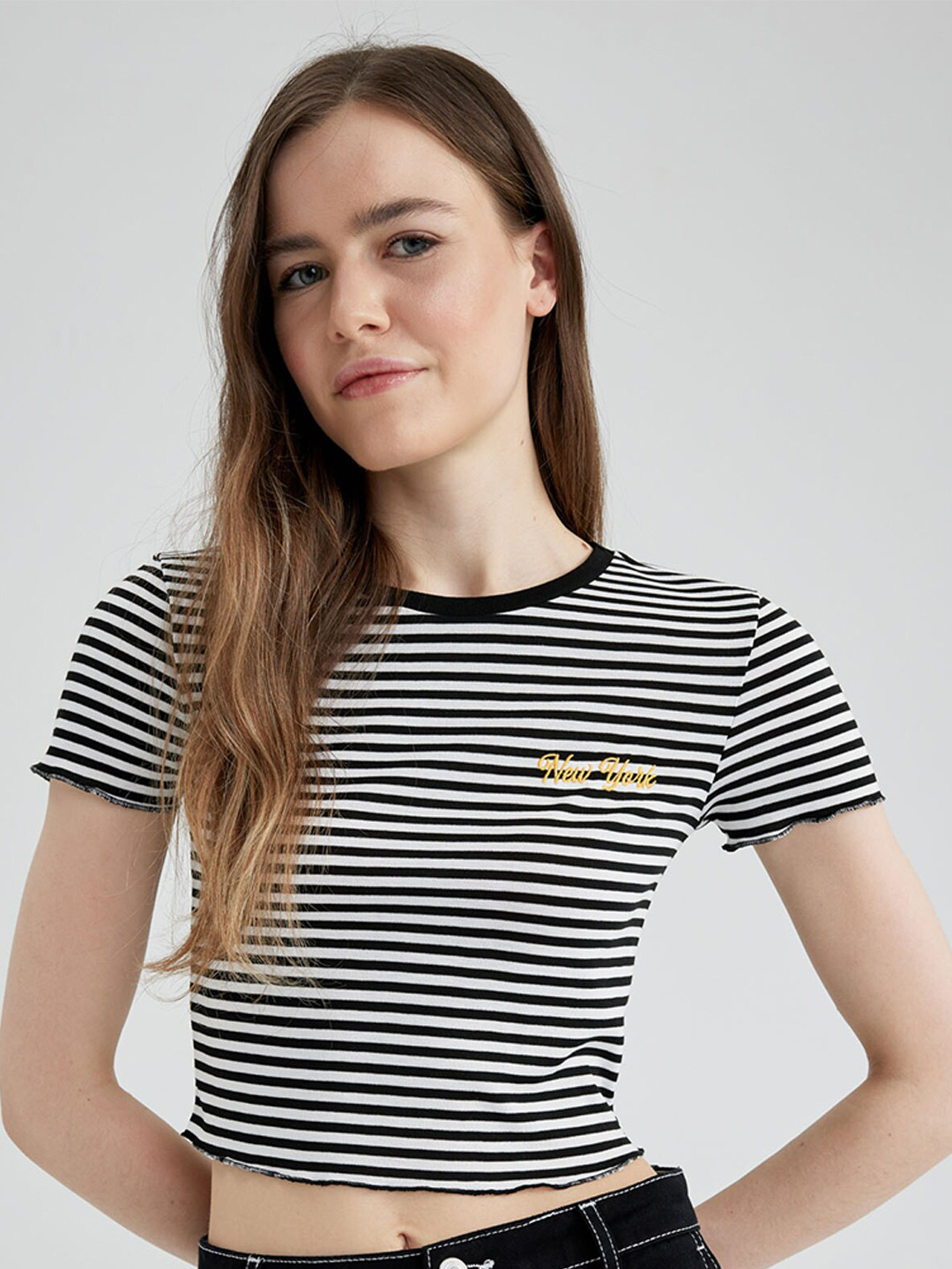 DeFacto Striped Round Neck T-shirt