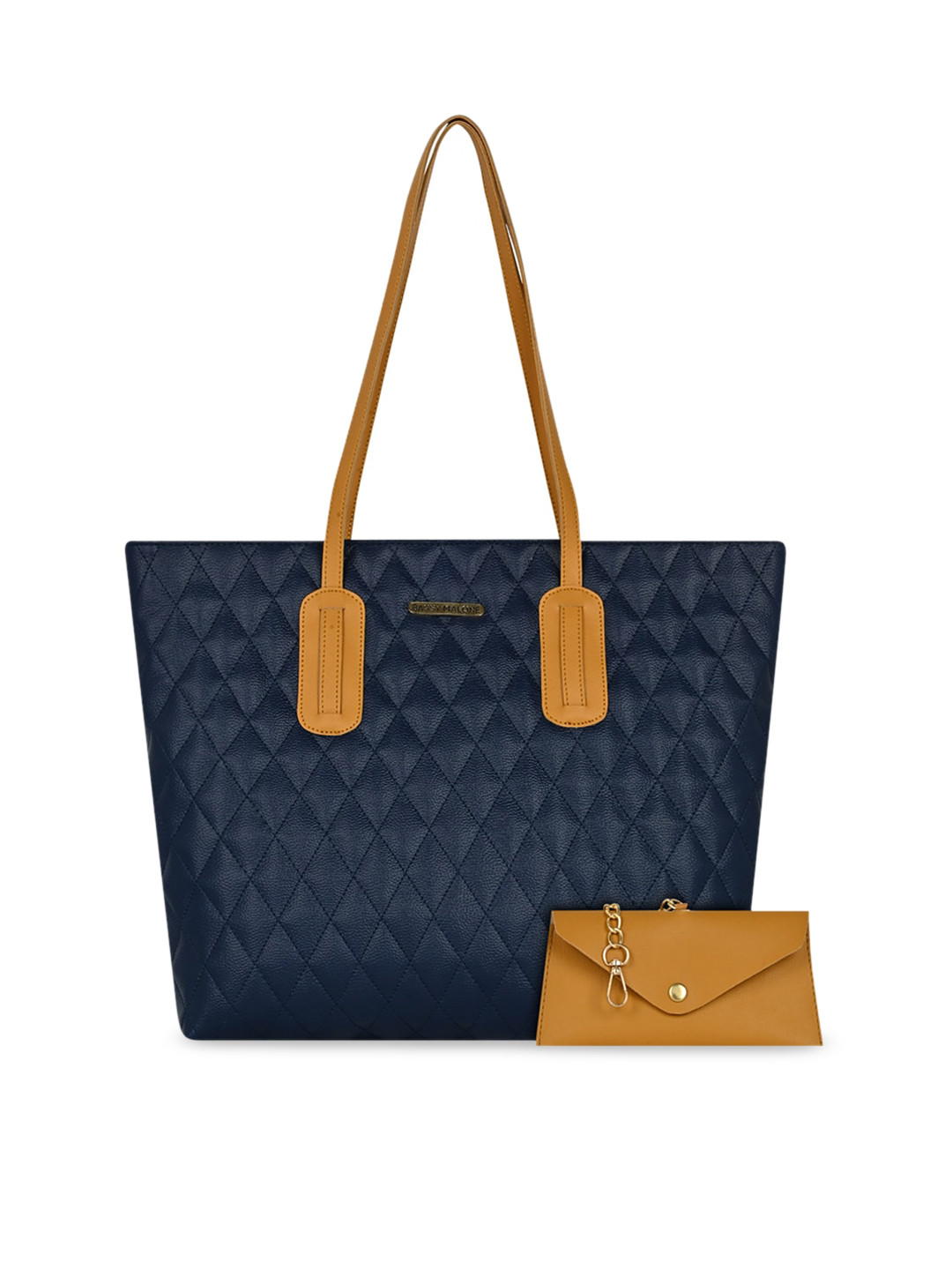 Bagsy Malone Checked PU Quilted Tote Bag