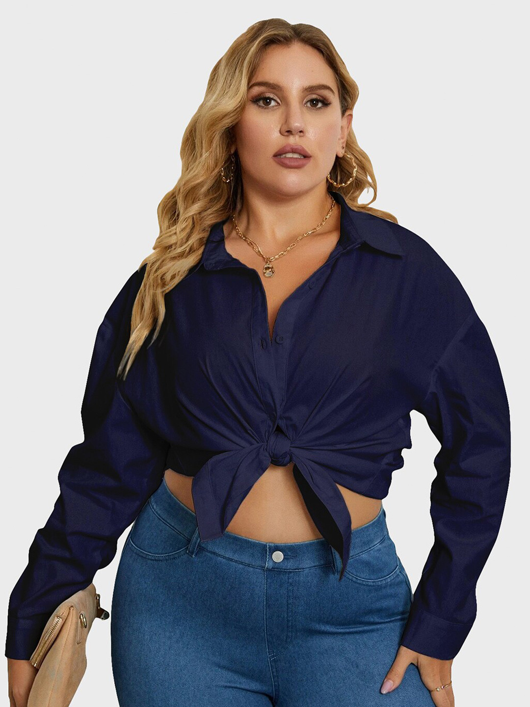 BUY NEW TREND Plus Size Comfort Spread Collar Casual Shirt