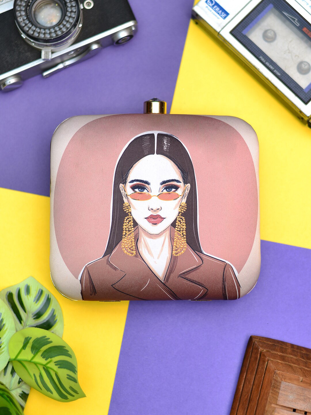 ARTKLIM Woman Portrait Printed Box Clutch