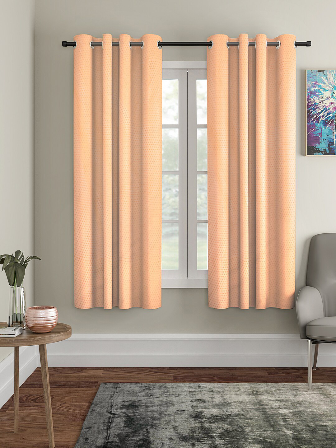 Cortina Peach-Coloured 2 Pcs Window Curtains