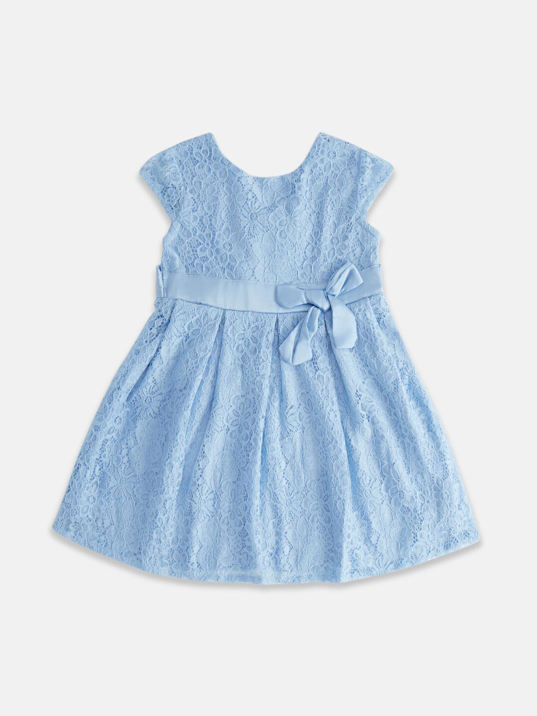 Pantaloons Junior Girls Self Design Belted Fit & Flare Dress