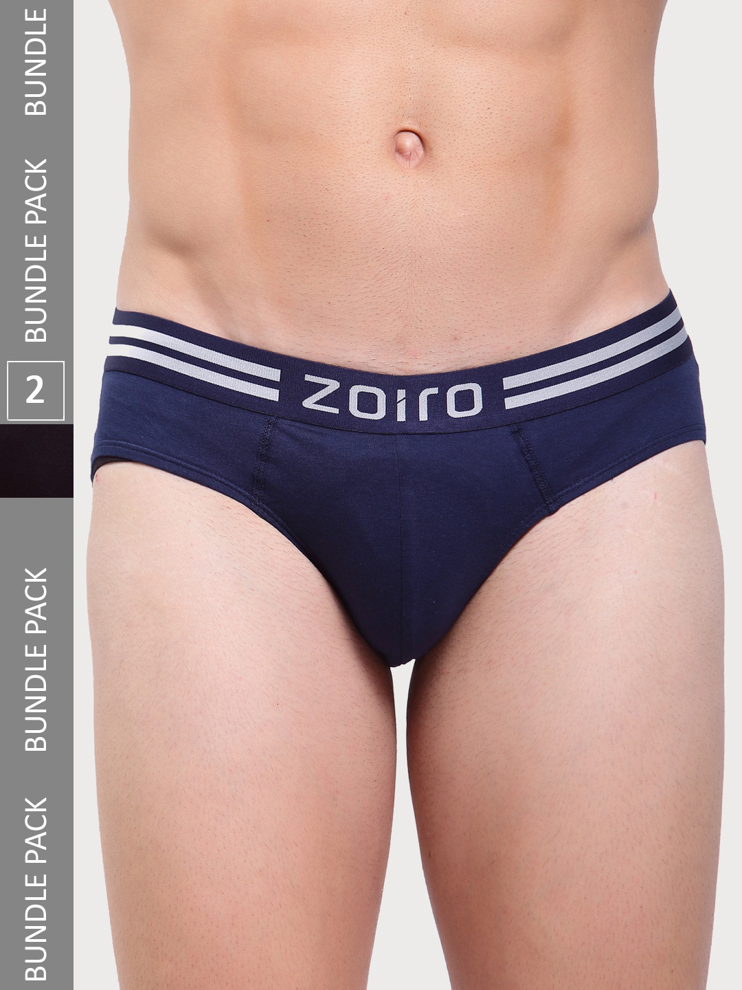 Zoiro Men Pack Of 2 Bio-Wash & Silicon Finish Basic Briefs