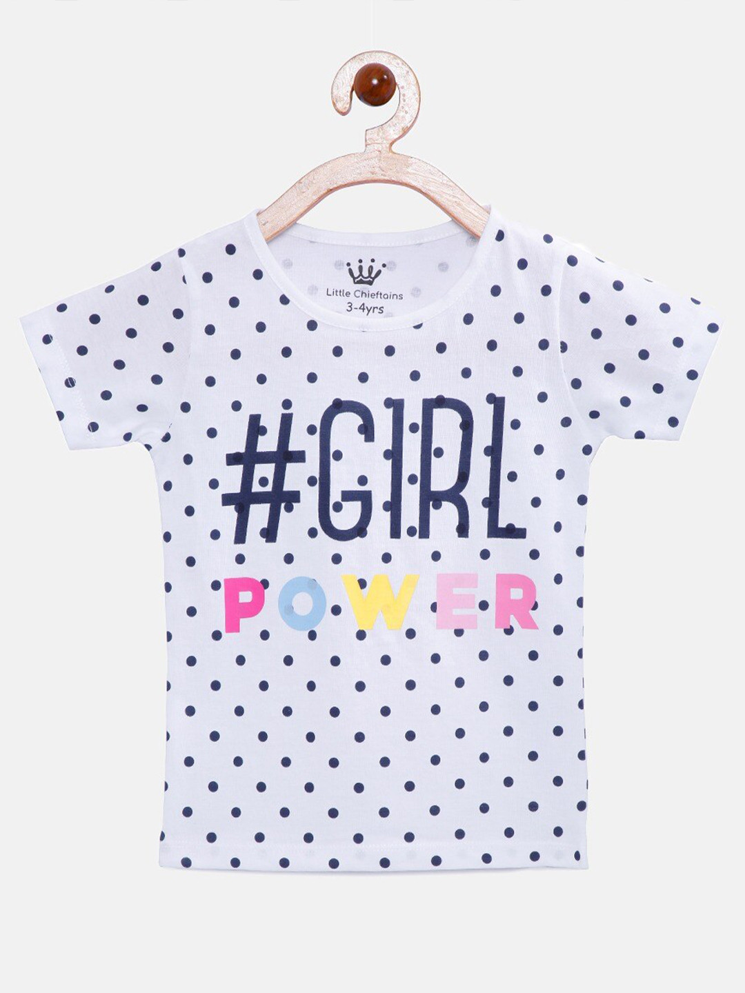 Little Chieftains Girls Polka Dot Printed Cotton T-shirt