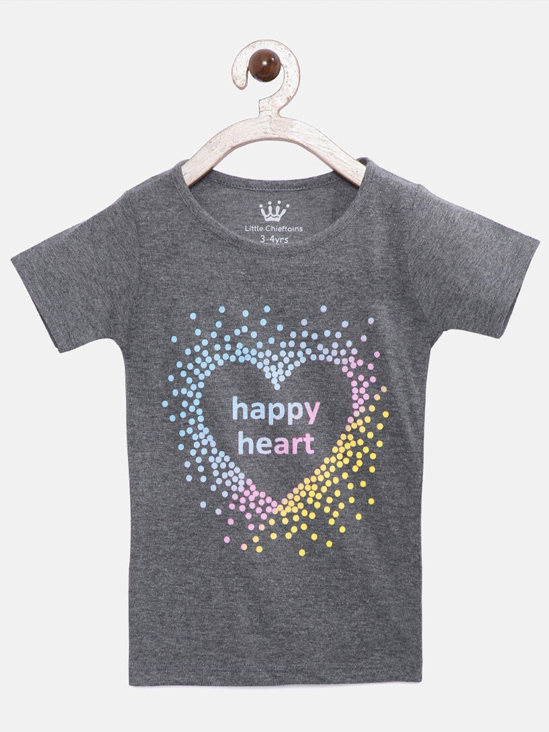 Little Chieftains Girls Typography Printed Cotton T-shirt