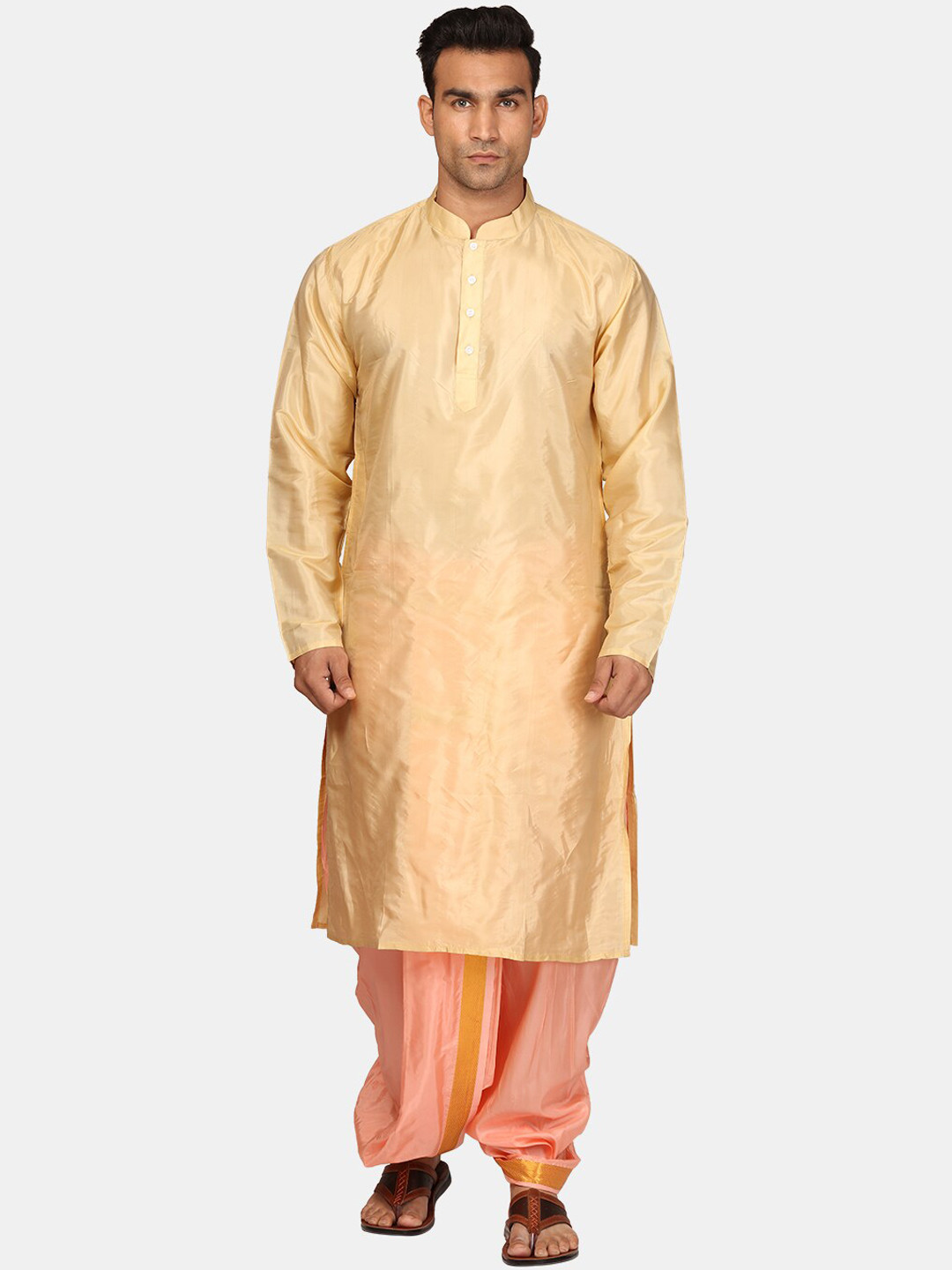 Sethukrishna Mandarin Collar Kurta With Dhoti Pants