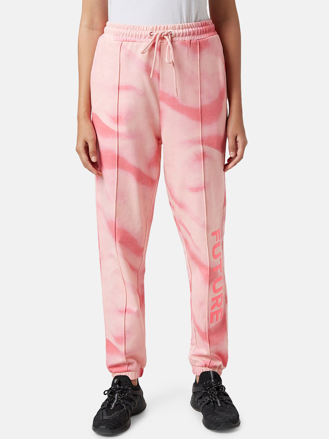 Ajile by Pantaloons Women Tie And Dye Mid-Rise Relaxed-Fit Cotton Joggers