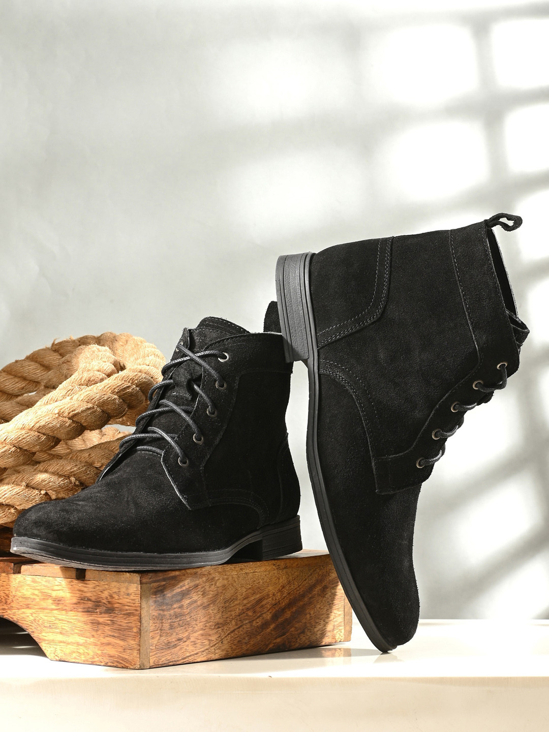 CLOG LONDON Men Mid-Top Suede Leather Block Heeled Boots