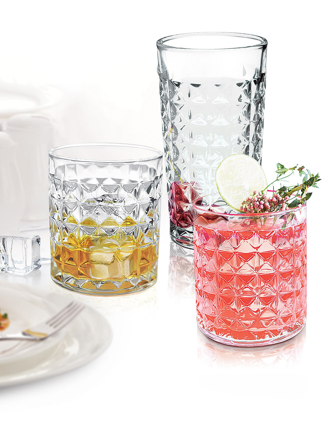 Treo Knitts 380 Whisky 6 Pieces Transparent Glass Tumbler 380 ml Each