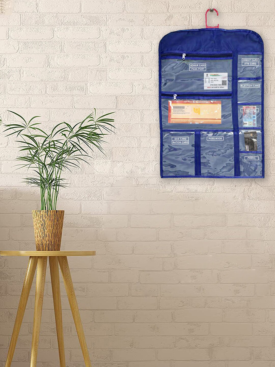 Kuber Industries Blue Laminated Document Hanging Organizer