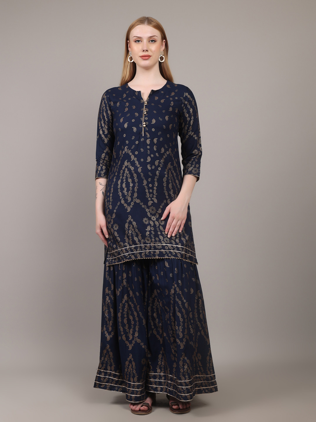 SUTI Paisley Printed Kurta with Sharara