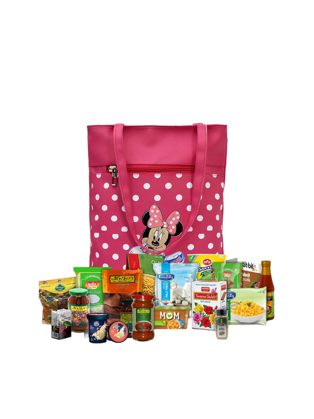 Kuber Industries Set Of 2 Minnie Mouse Printed Oversized Shopper Shoulder Bag