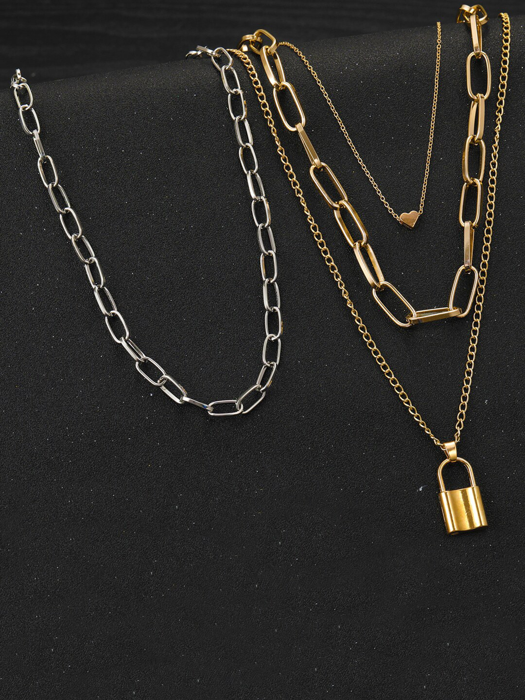 Jewels Galaxy 2 Pcs Silver & Gold-Plated Layered Necklace