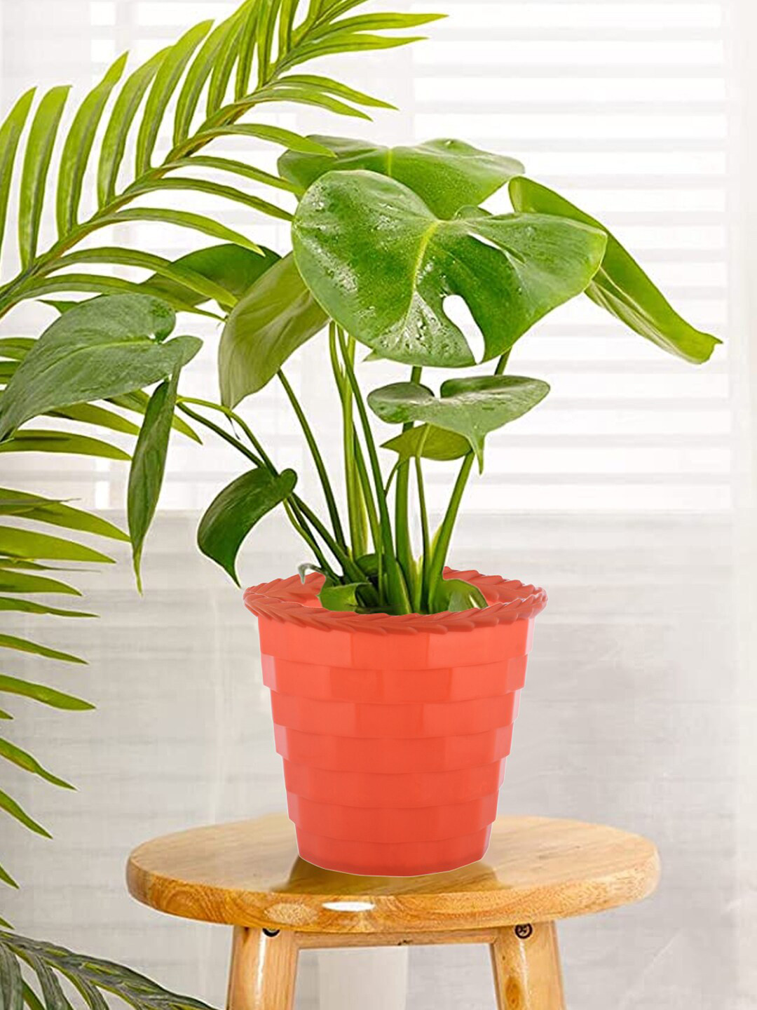 Kuber Industries Brown Brick Textured Plastic Planter