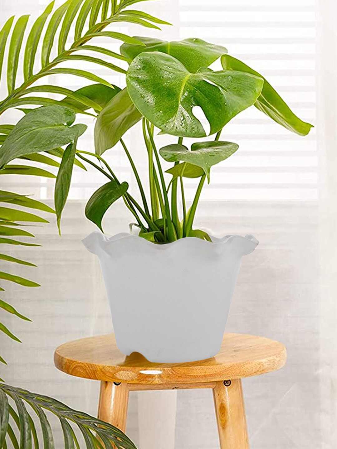 Kuber Industries White Planter With Drain Holes