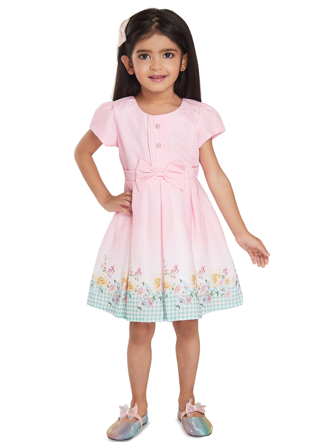 Peppermint Floral Printed Bow Detail Dress