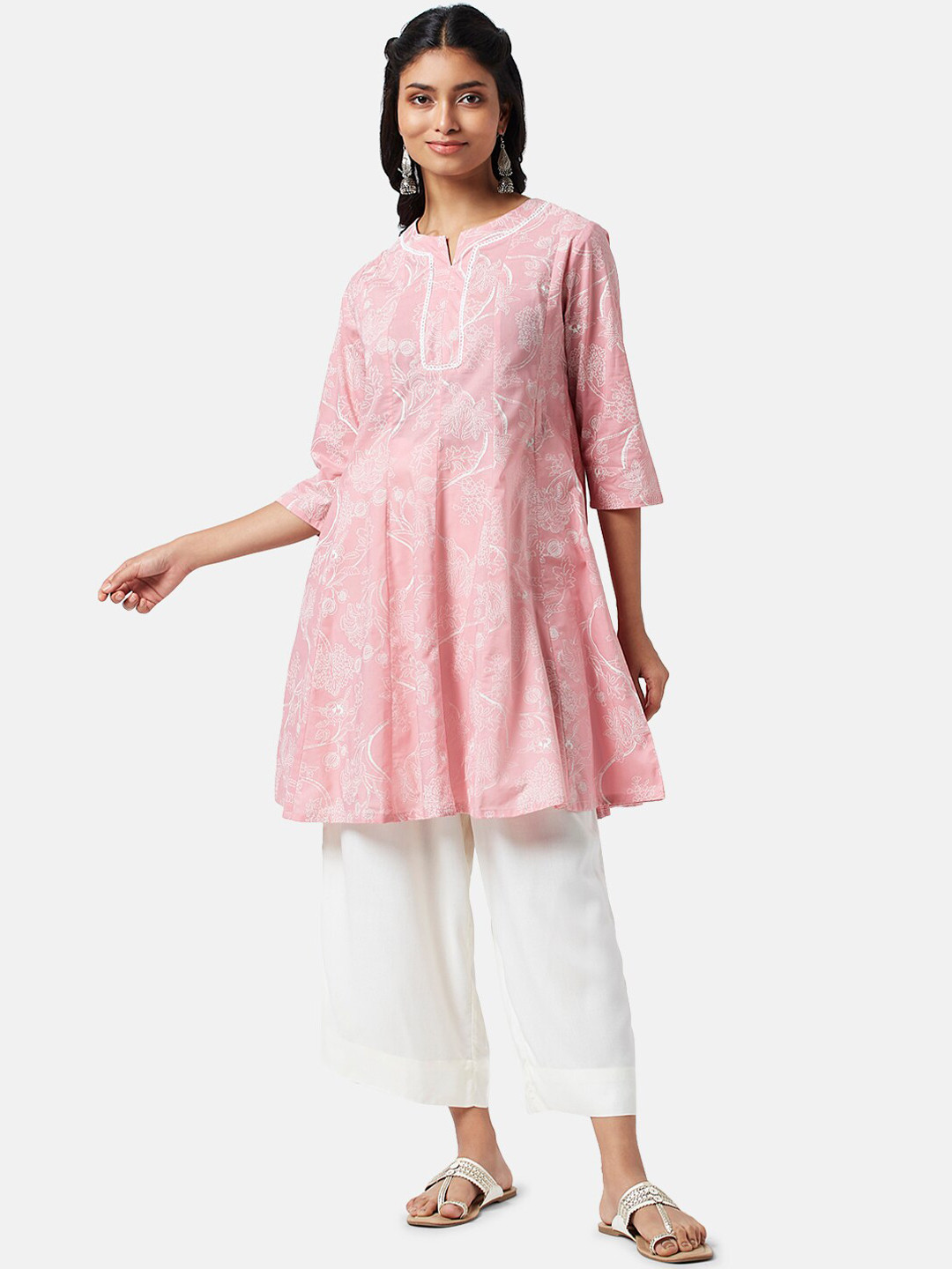 RANGMANCH BY PANTALOONS Floral Printed Panelled A-Line Kurta