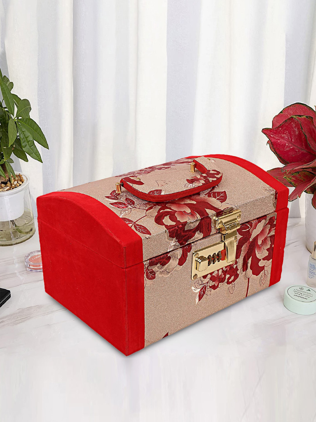 Kuber Industries Maroon & Grey Printed Watches & Bracelet Organizer