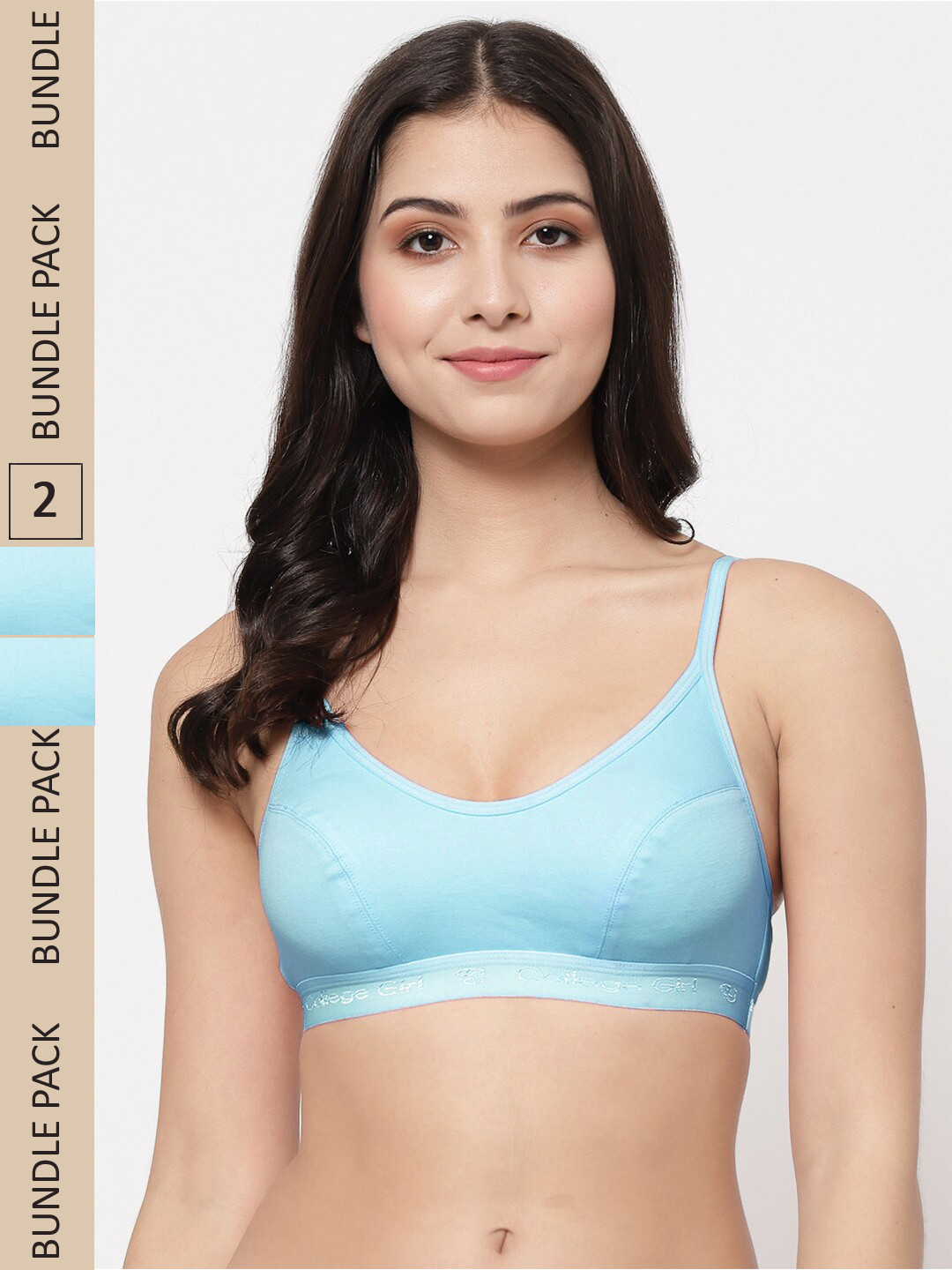 College Girl Pack of 2 Non Padded All Day Comfort Cotton Sports Bra