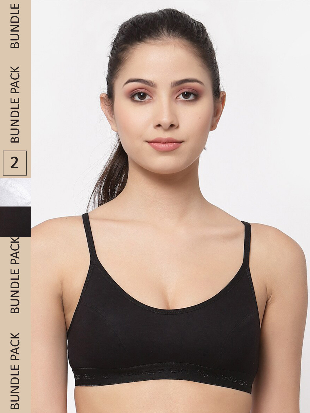 College Girl Pack Of 2 Cotton Non Padded All Day Comfort Training or Gym Cut & Sew Bra