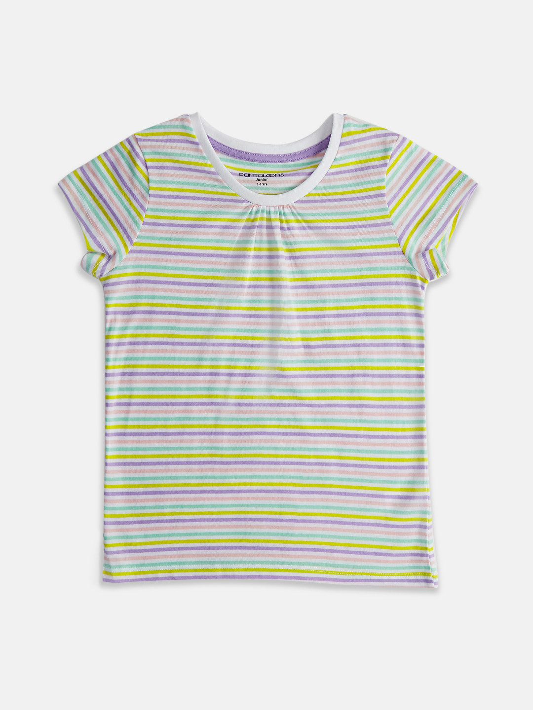 Pantaloons Junior Girls Striped Round Neck Cotton T-shirt