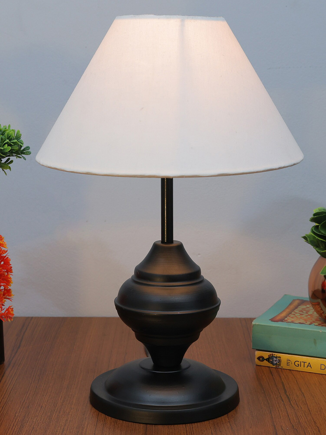 Homesake White & Black Fabric Shade With Metal Base Table Lamp