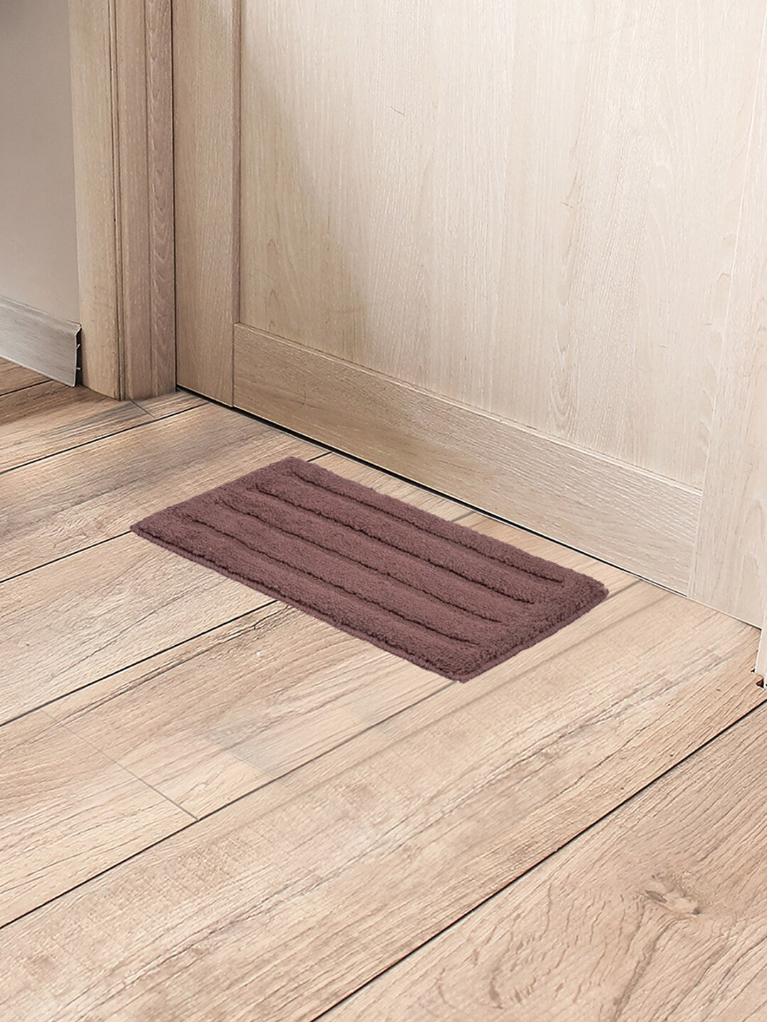 Black Pack of 2 gold Brown Self Designed Cotton Anti Slip Entrance Doormats