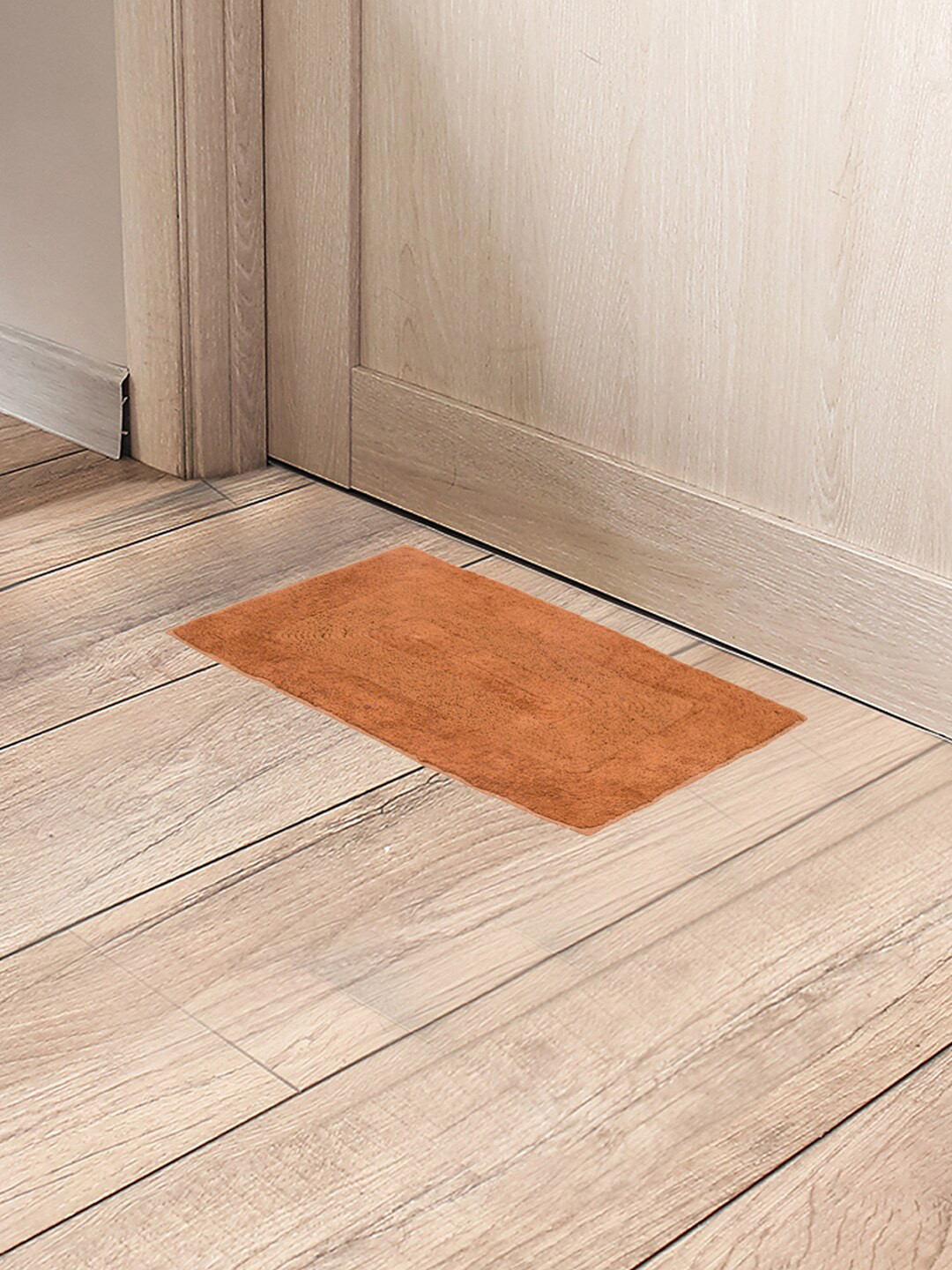 Black gold Pack of 3 Orange Cotton Anti-Skid Reversable Cotton Bathroom Doormat