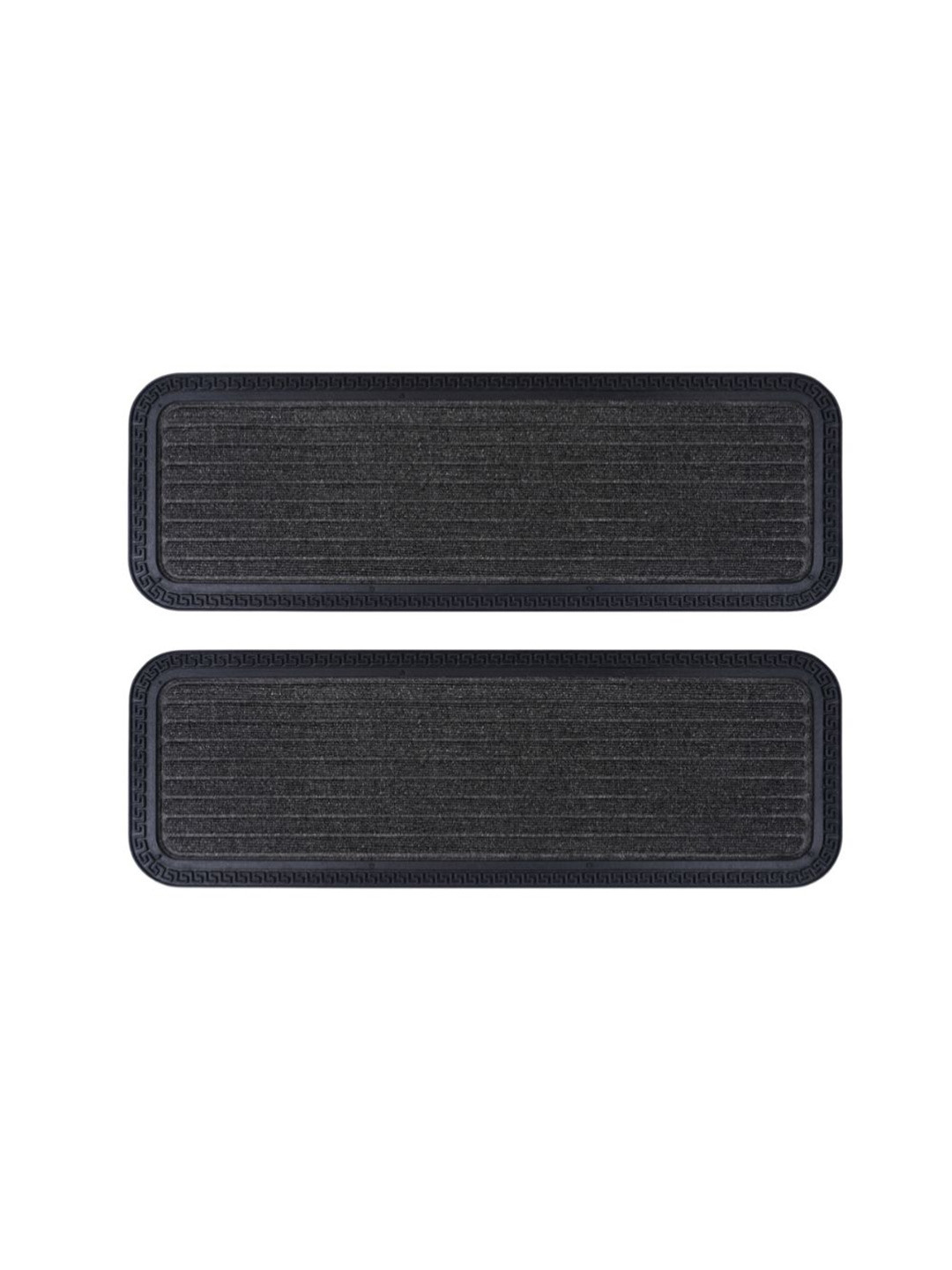 Black gold Pack of 2 Grey & Black Self Design High Water Absorbent Anti Slip Doormat