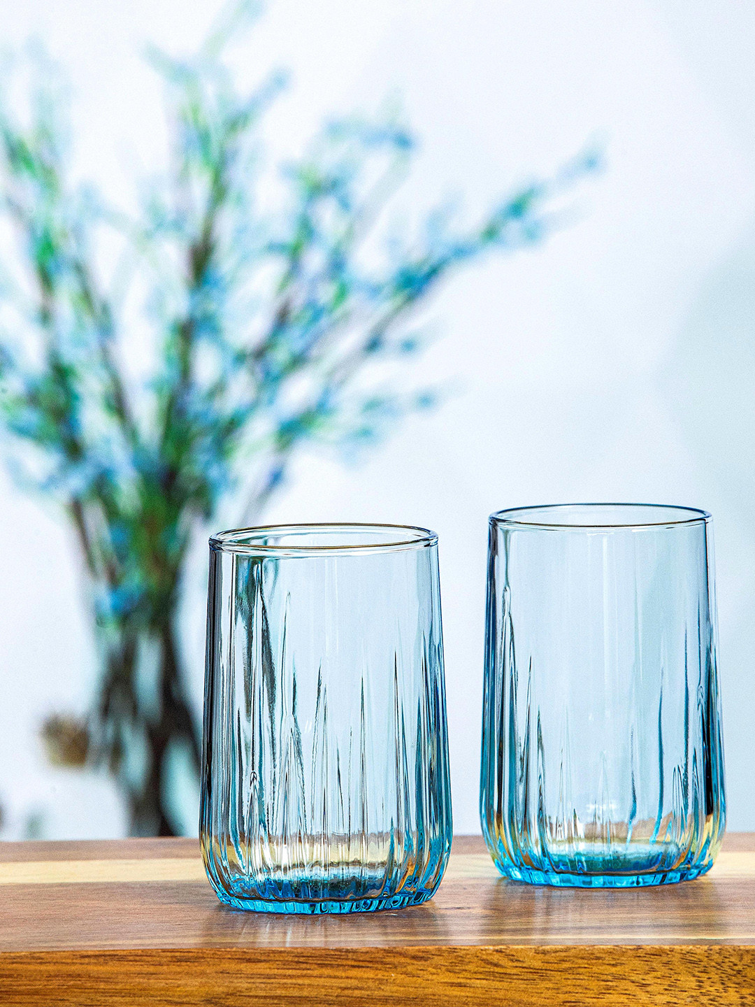Pasabahce Turquoise Blue 6 Pieces Textured Glass Tumblers - 135ml Each
