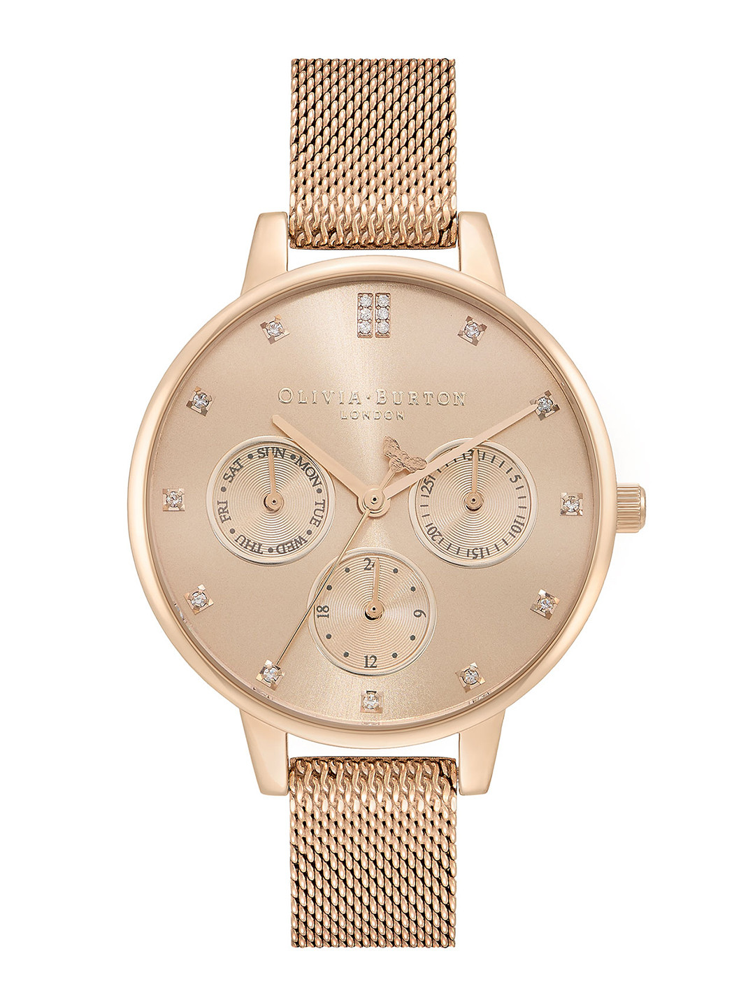 Olivia Burton Women Embellished MultiFunction Bracelet Style Watch 24000008-Gold