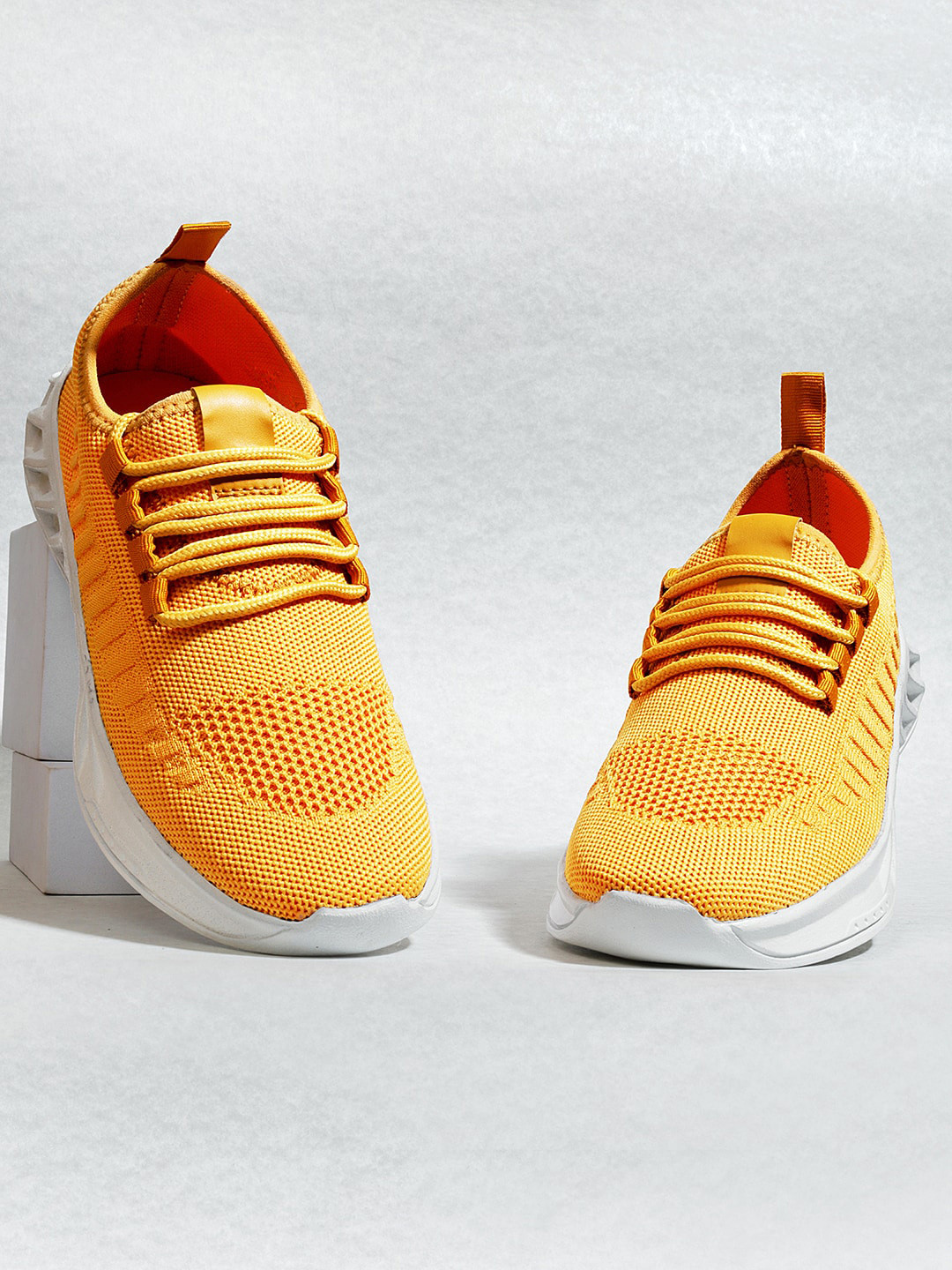 Tokyo Talkies Women Woven Design Comfort Insole Textile Contrast Sole Sneakers