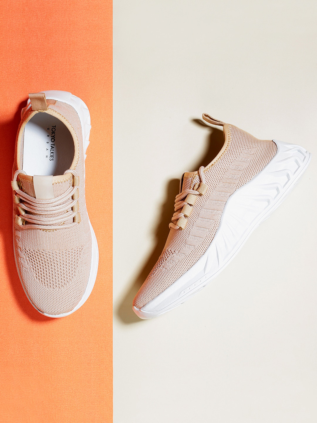 Tokyo Talkies Women Woven Design Comfort Insole Textile Contrast Sole Sneakers