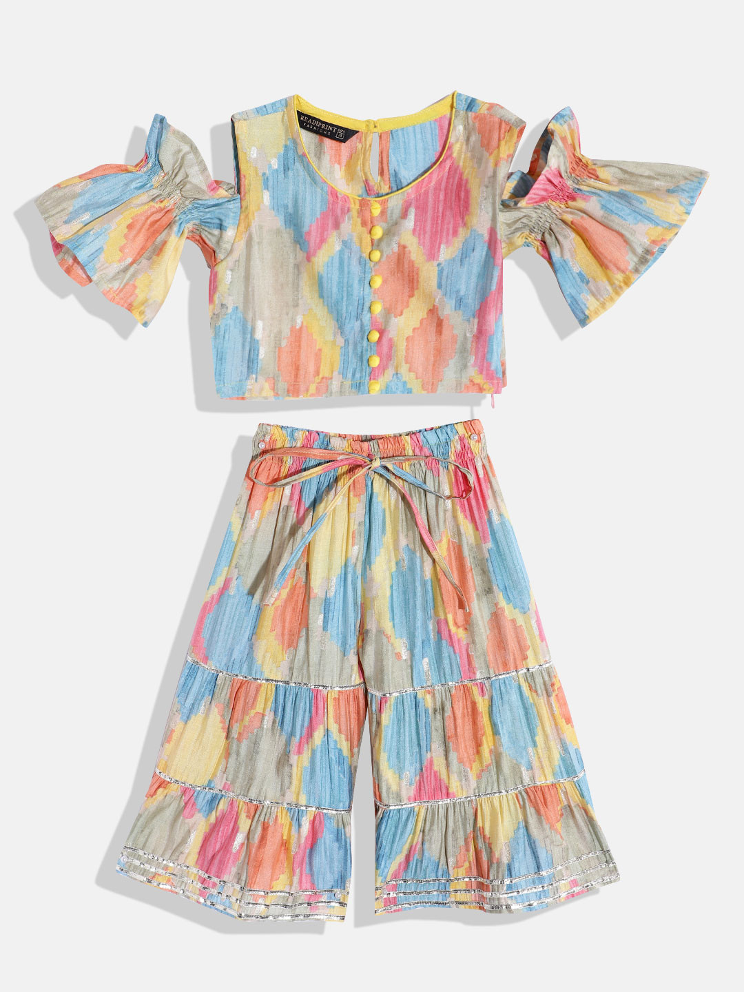Readiprint Girls Printed Gotta Patti Top With Sharara