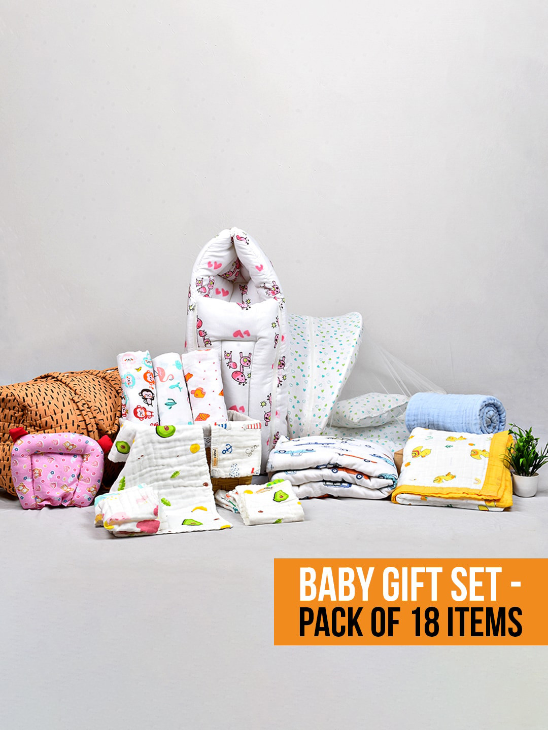 Moms Home Infants 18Pcs Organic Cotton Muslin Baby Apparel Gift Set