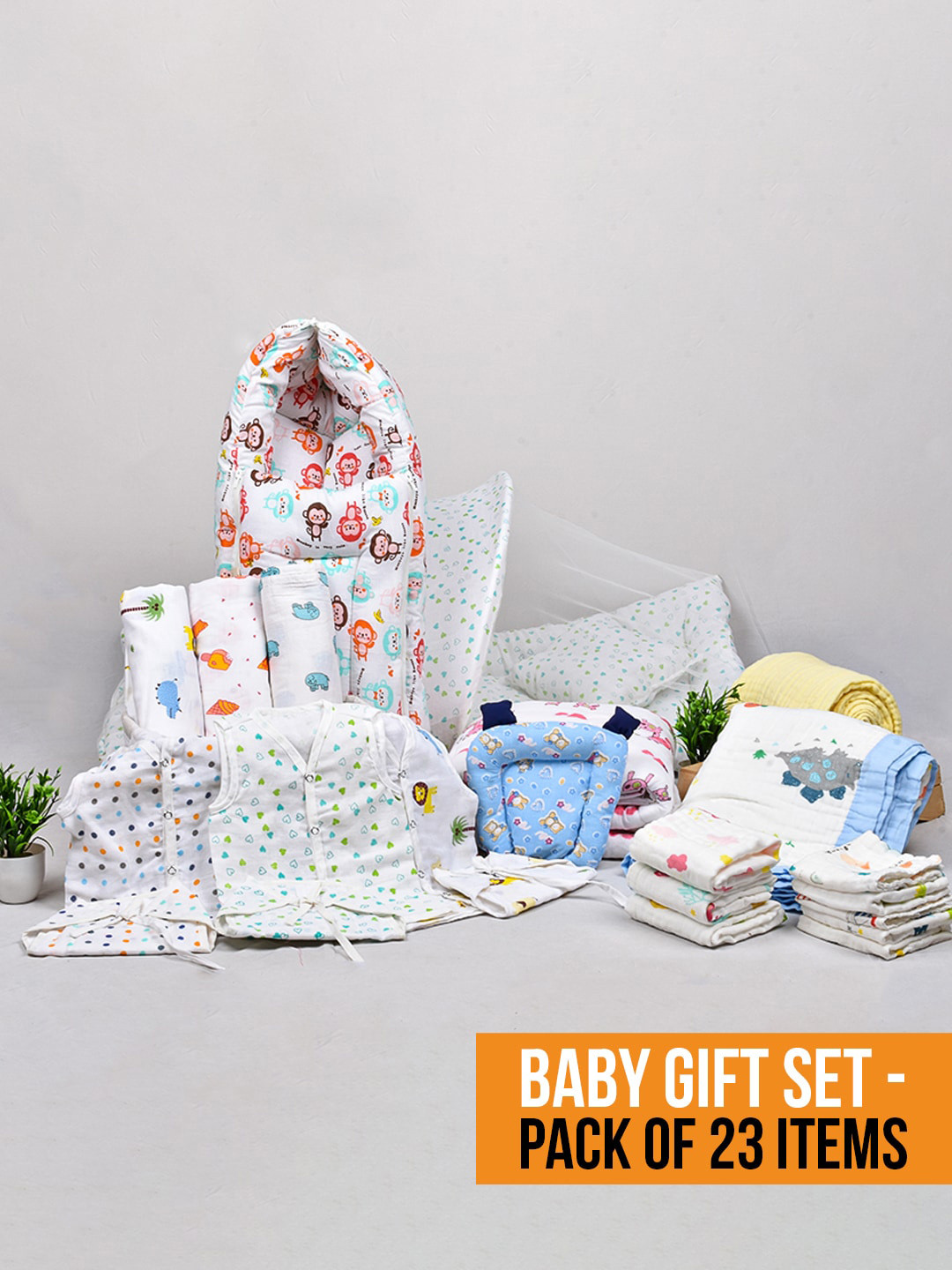 Moms Home Infants 23 Pcs Printed Organic Cotton Baby Apparel Gift Set