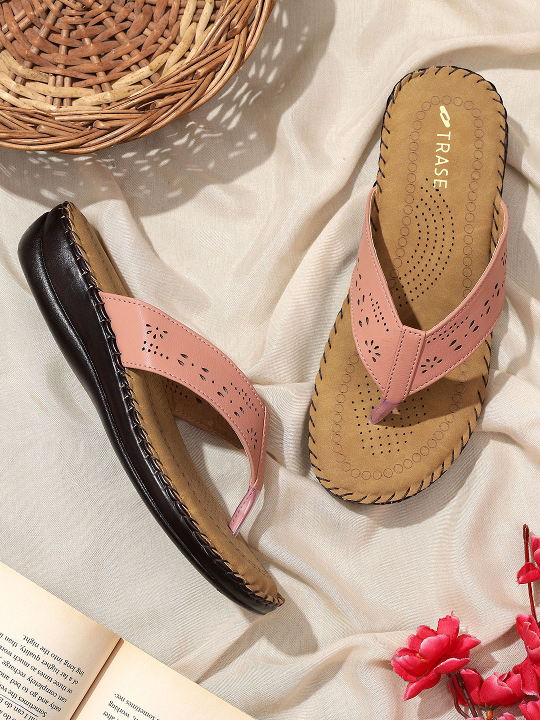 TRASE Laser Cuts T-Strap Flats