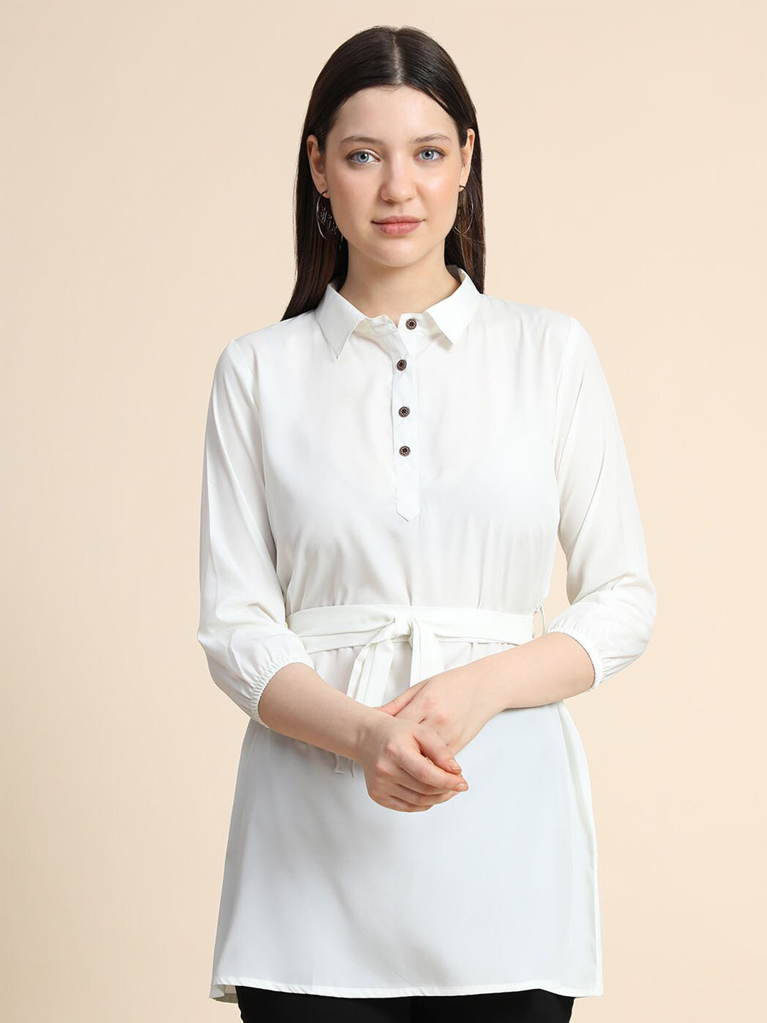 KERI PERRY Shirt Style Longline Top