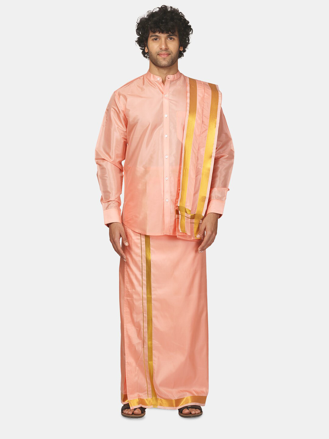 Sethukrishna Men Vesti & Shirt with Angavastram Set