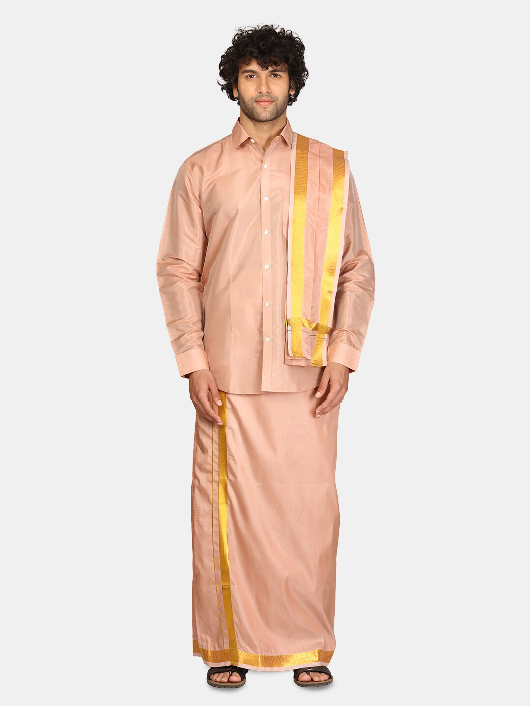 Sethukrishna Men Vesti & Shirt with Angavastram Set